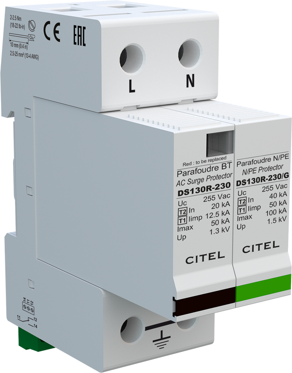 surge protector DS132RS-230/G Type 1 + 2 AC multipolar surge protector