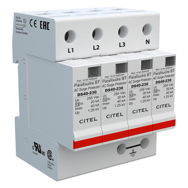 Citel AC Surge arrestor, Type 2 (DS44S-230/G) Type 2 AC surge protector - 3-phase+N