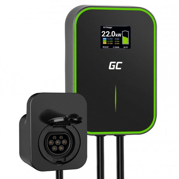 EV charger GREEN CELL EV Wallbox PowerBox 22kW RFID Charger with Type 2